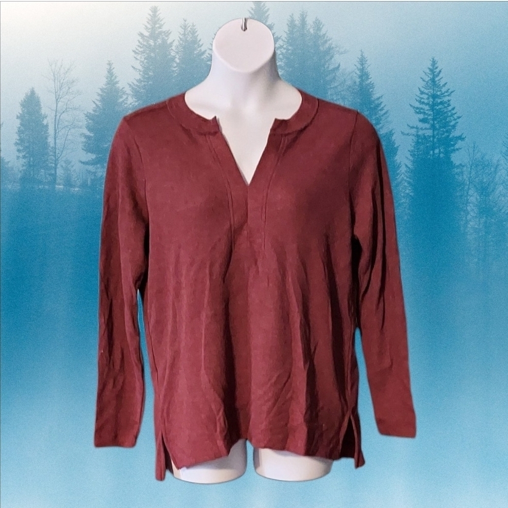 NWT Wonderly Long Sleeve Waffle Weave Top - Red Rust Size Large